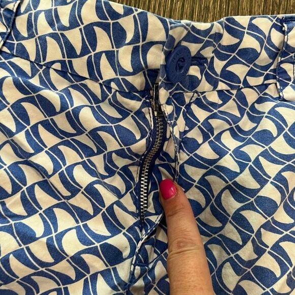 Nautica 4" Stretch Twill Printed Shorts Mid Rise Cotton Blend Blue/White Size 10 - Picture 4 of 6